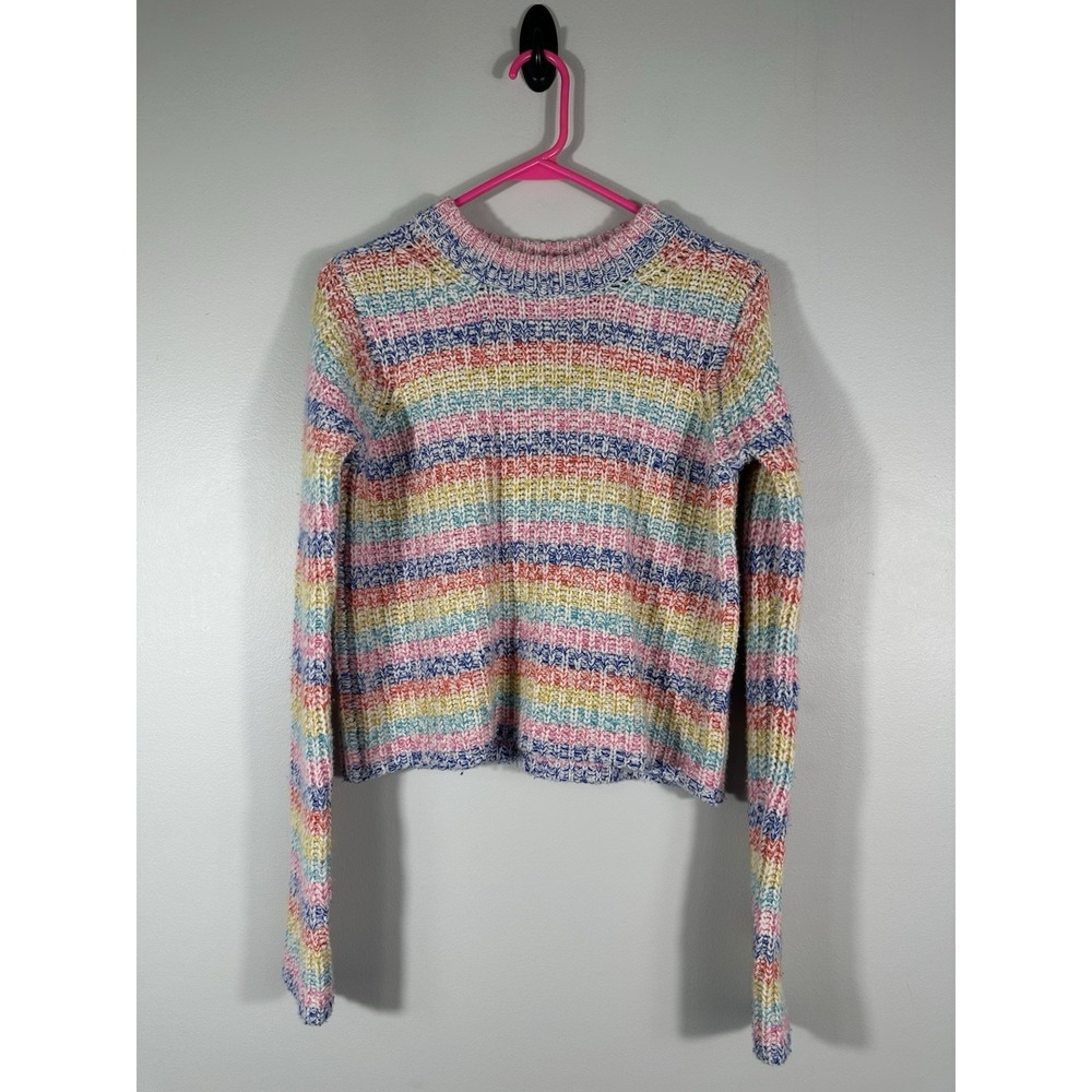 La Ligne Sweater Womens XS Cheire Rainbow Stripe Wool Cashmere Pullover